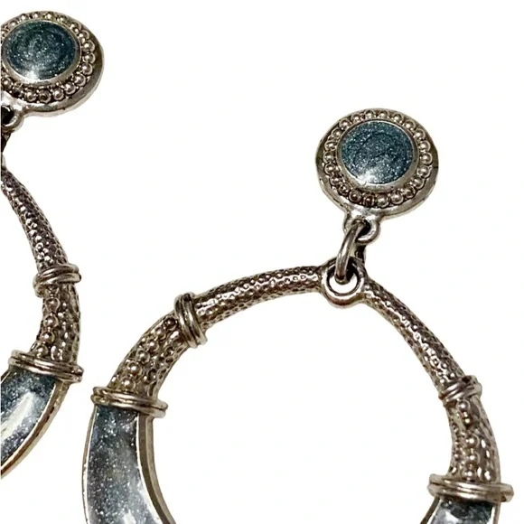 EDGAR BEREBI Earrings Blue Silver Vintage - Picture 2 of 4